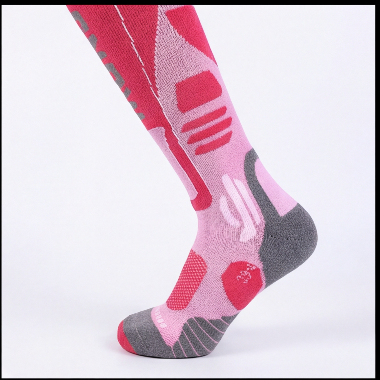 Sosete Ski/snowboard Tehnice 30% Lână merino"SNOW" - Termice & Ergonomice, (ROZ), marime M (35-38)