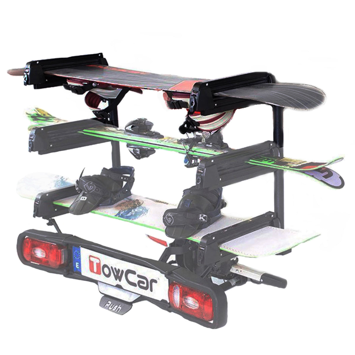 Suport schi/snowboard TowCar Aneto 4 cu prindere pe carligul de remorcare