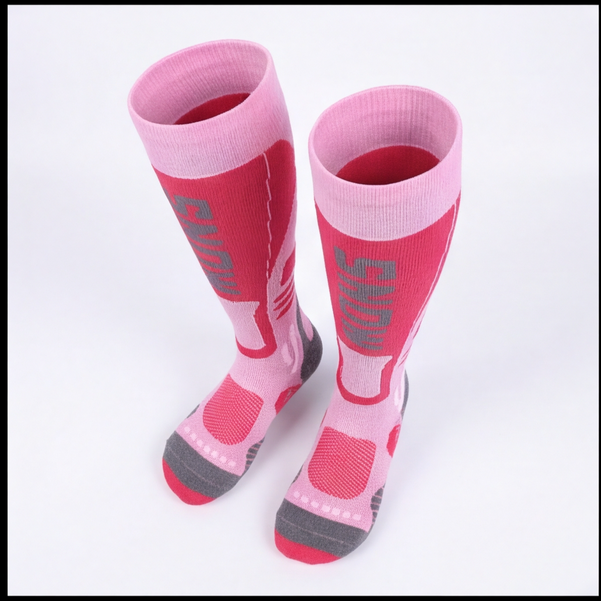 Sosete Ski/snowboard Tehnice 30% Lână merino"SNOW" - Termice & Ergonomice, (ROZ), marime M (35-38)