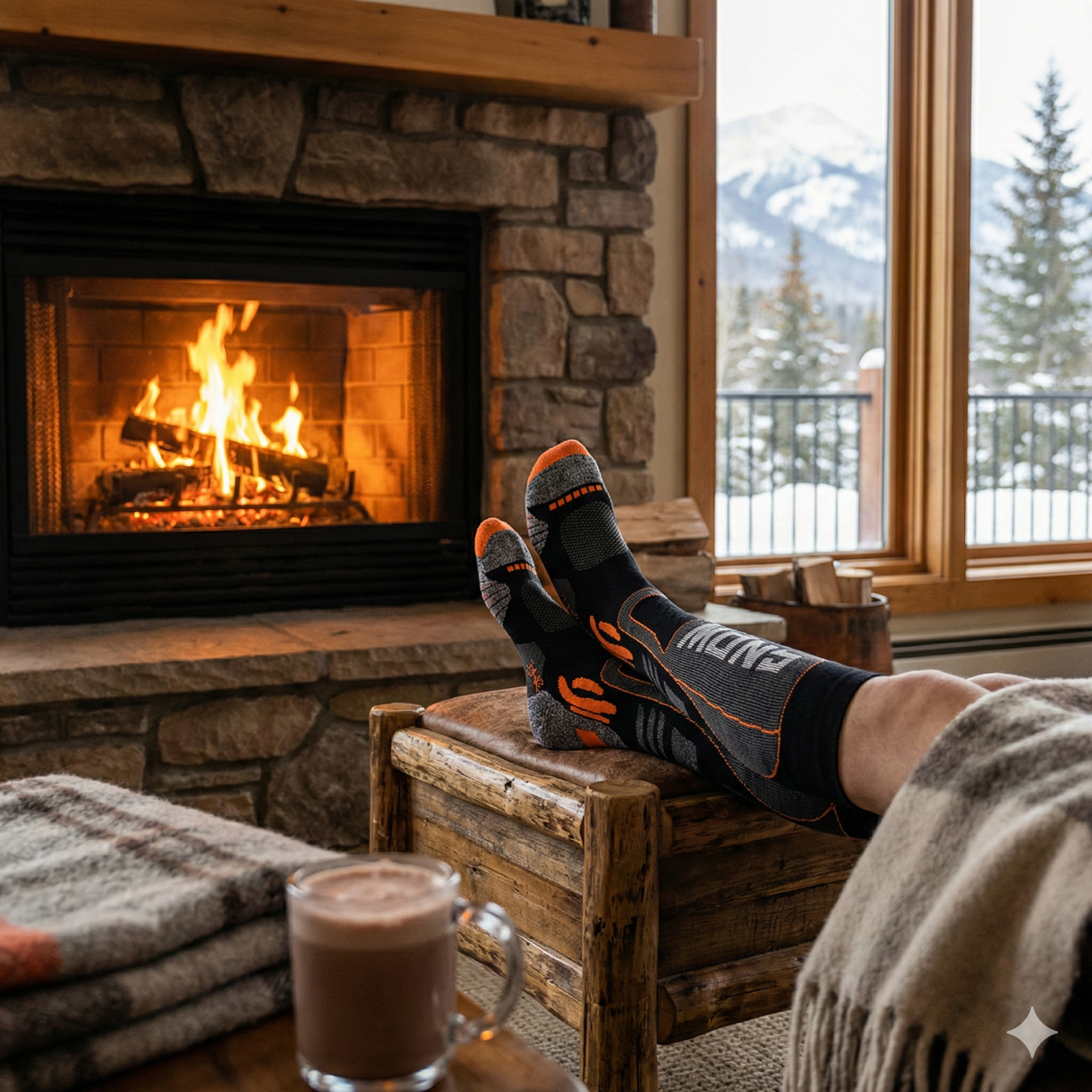 Sosete Ski/snowboard Tehnice 30% Lână merino"SNOW" - Termice & Ergonomice, Unisex (Negru/Portocaliu)