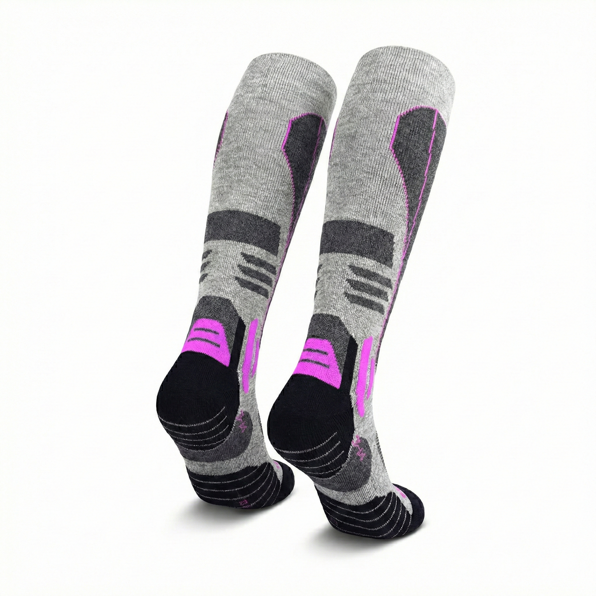 Sosete Ski hikerjoy Femei SNOW – Termice, Ranforsate, Gri/Roz Neon, Marime M