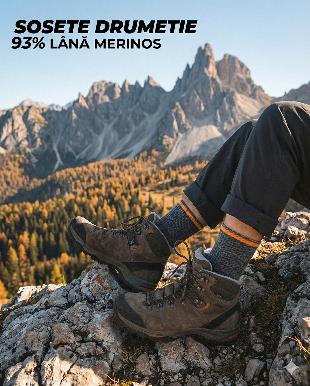 Sosete tehnice de Drumeție Lână Merinos 93% - Termice, Munte & Outdoor