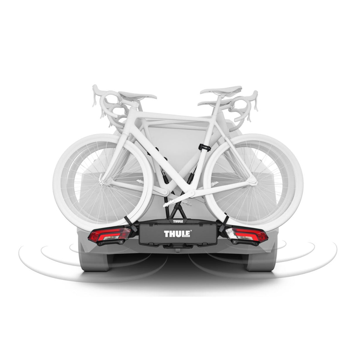 Suport pentru 3 biciclete cu senzori de parcare, Thule Epos ParkSecure 9803100 cu prindere pe carligul de remorcare (13 pini)