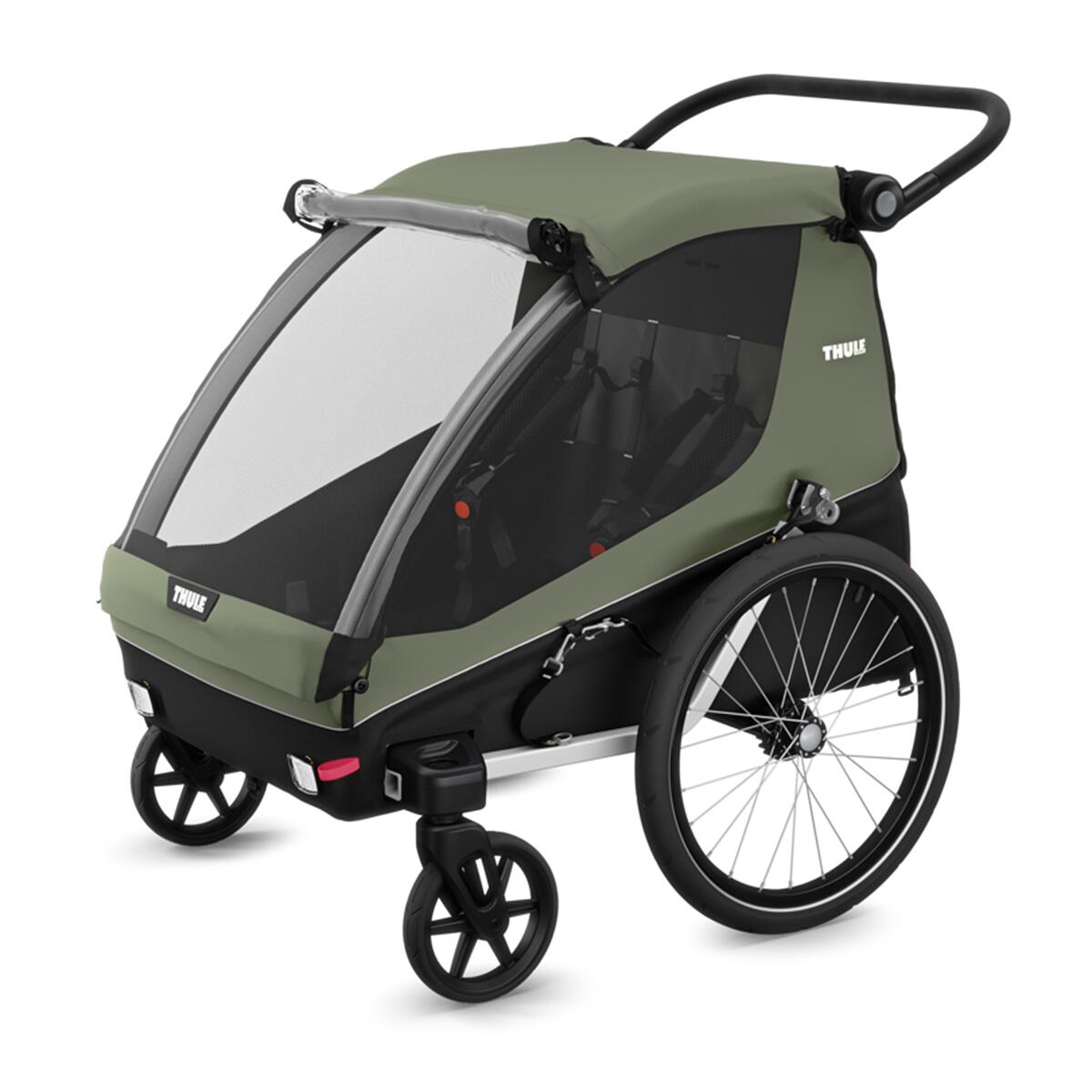 Remorca de bicicleta pentru transport 2 copii Thule Courier Vintage green