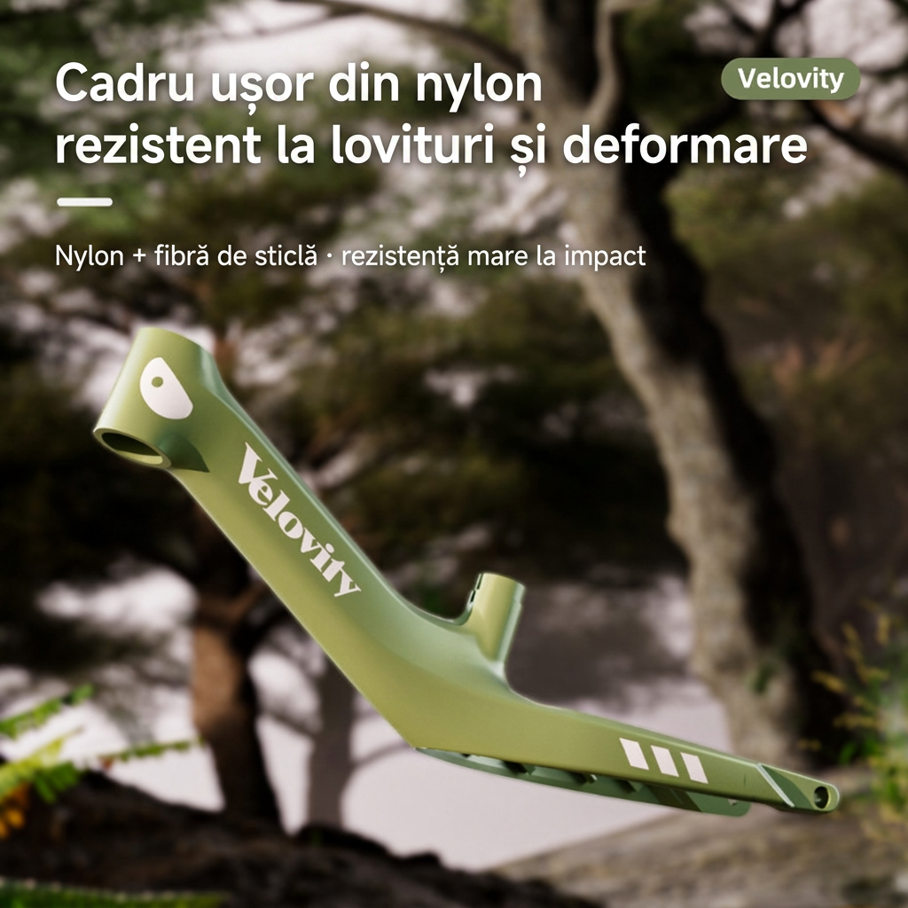 Cadru ușor din nylon și fibră de sticlă, rezistent la lovituri și deformare