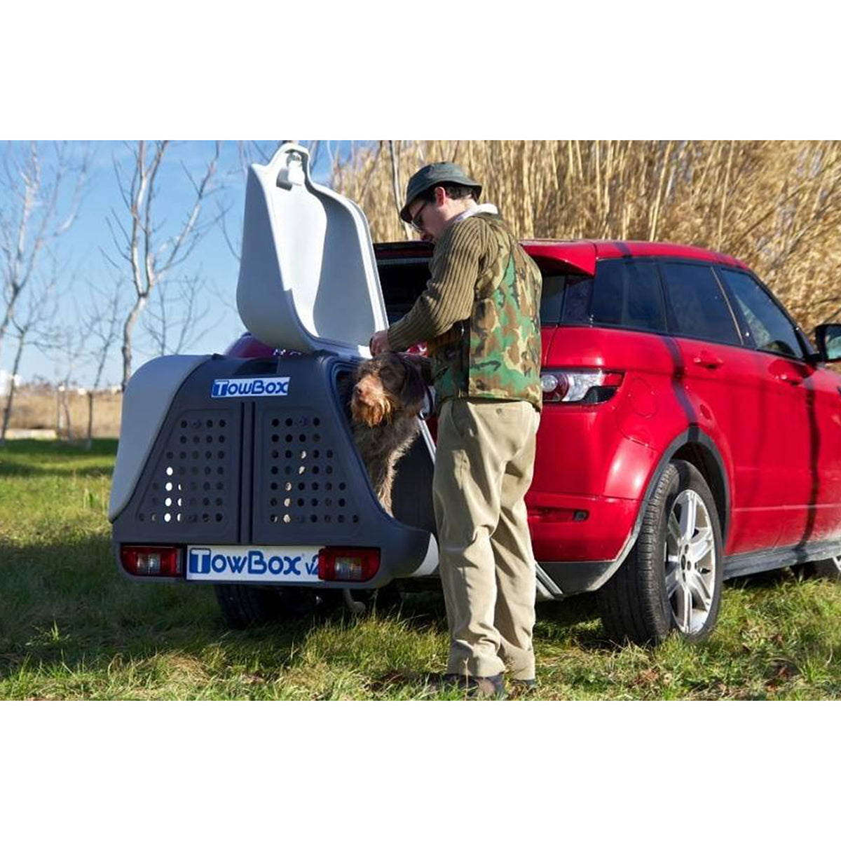 Cutie portbagaj pe carligul de remorcare Towbox V2 DOG Negru