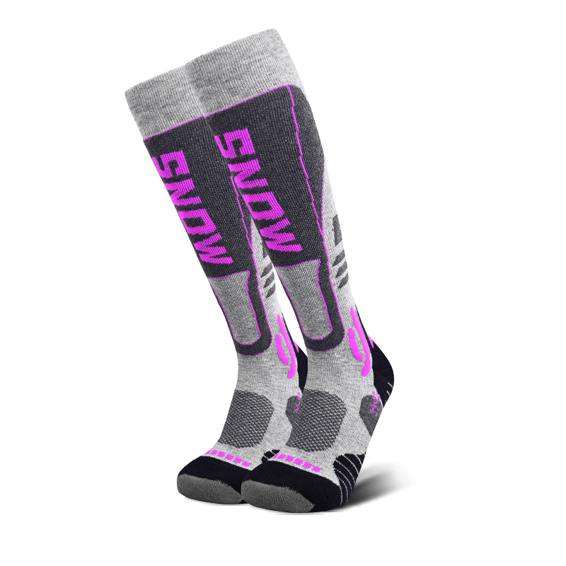 Sosete Ski hikerjoy Femei SNOW – Termice, Ranforsate, Gri/Roz Neon, Marime M