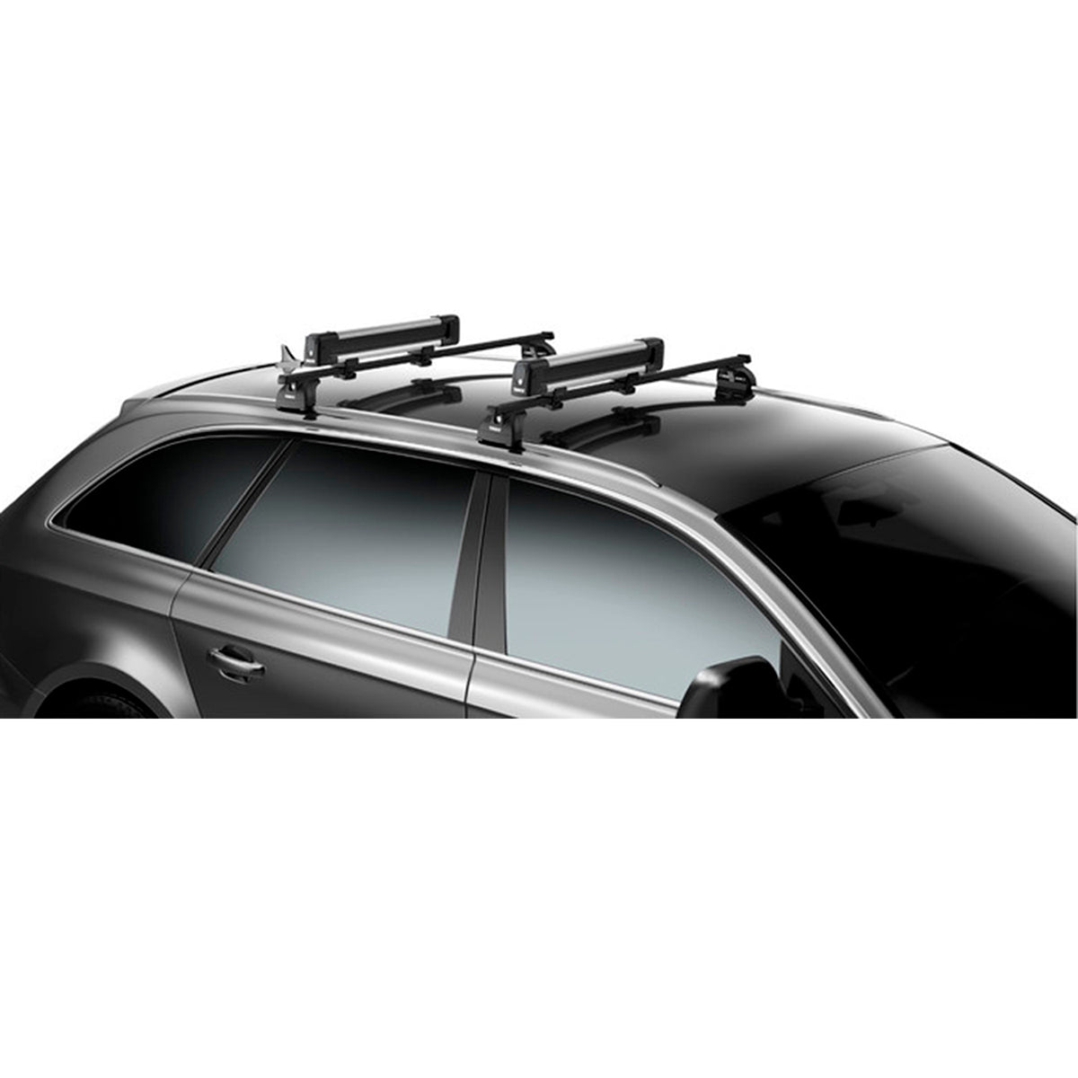 Suport 4 perechi schiuri Thule SnowPack 7324 gri cu prindere pe bare transversale aluminiu cu profil T