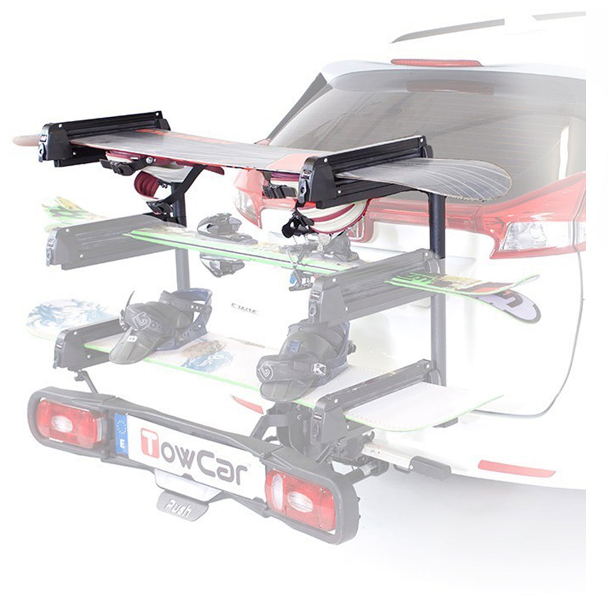 Suport schi/snowboard TowCar Aneto 4 cu prindere pe carligul de remorcare