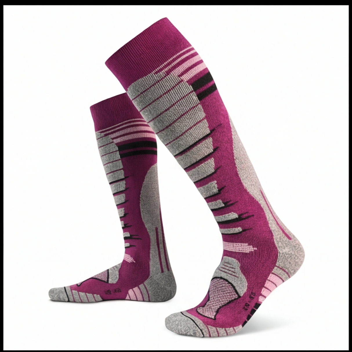 Sosete Schi/Snowboard Premium Lână Merinos. Compresie Gradată, Amortizare Șocuri, Anti-Miros. visiniu .Marime M (35 - 38)