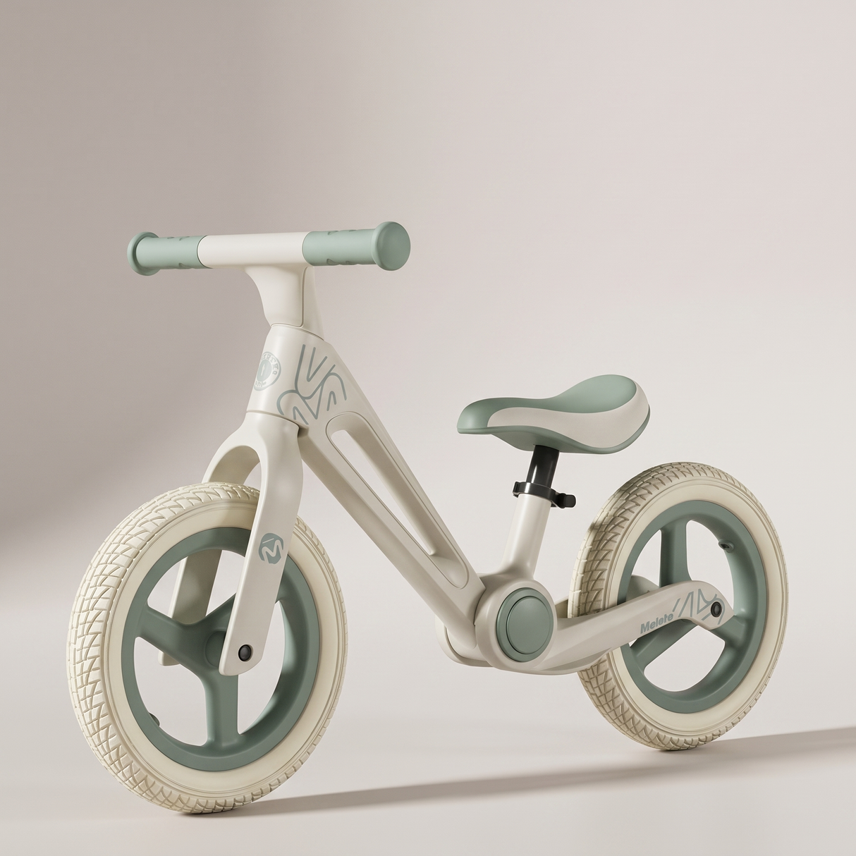 Bicicletă fără pedale pliabilă pentru copii 2–5 ani, verde matcha — vedere generală