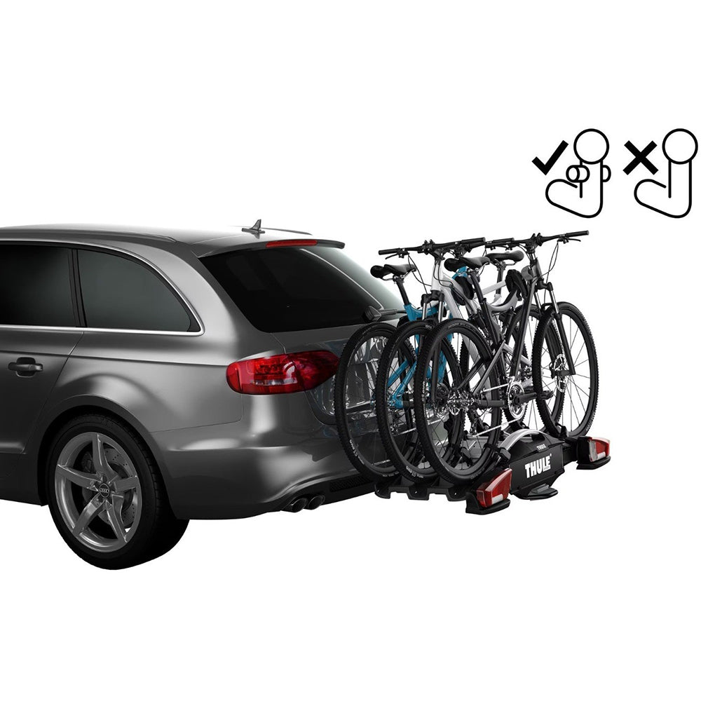 Suport pentru 3 biciclete, Thule VeloCompact F cu prindere pe carligul de remorcare de tip FIX4BIKE