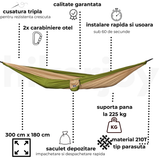 Detaliu cusătură triplă și material 210T parașută 300x180 cm