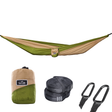 Hamac hikerjoy olive sand, set complet cu chingi și carabiniere pentru camping