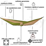 Detaliu cusătură triplă și material 210T parașută 270x150 cm