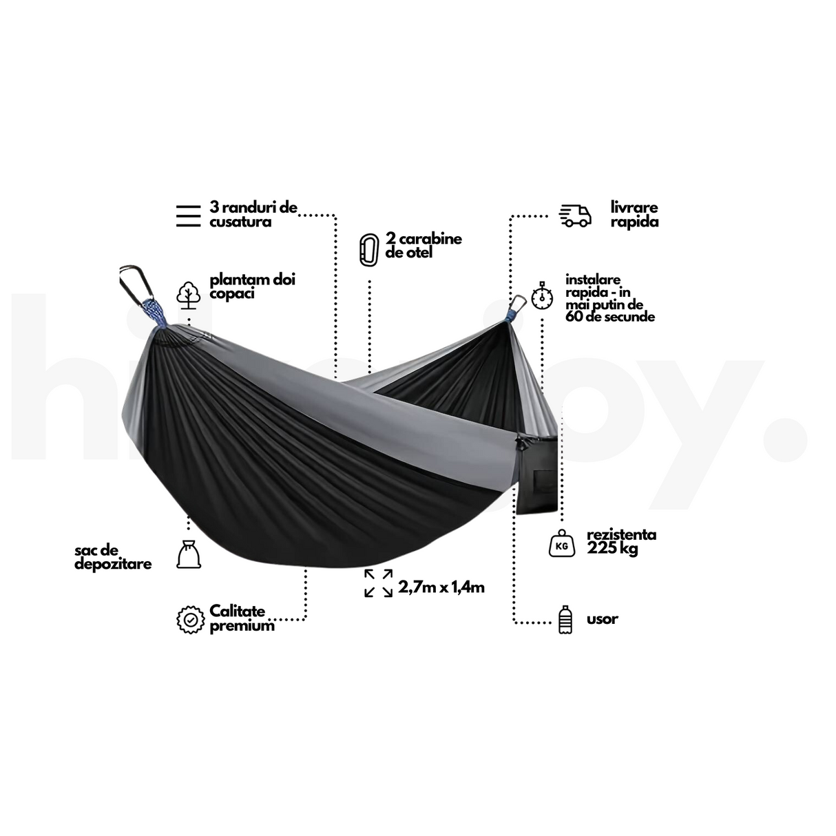 Hamac hikerjoy, black&grey