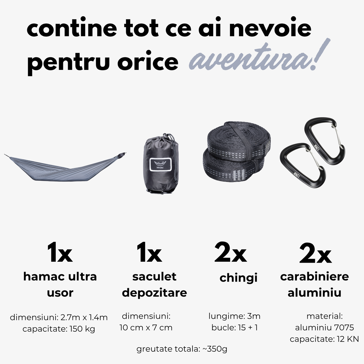 Hamac hikerjoy ultra light, gri