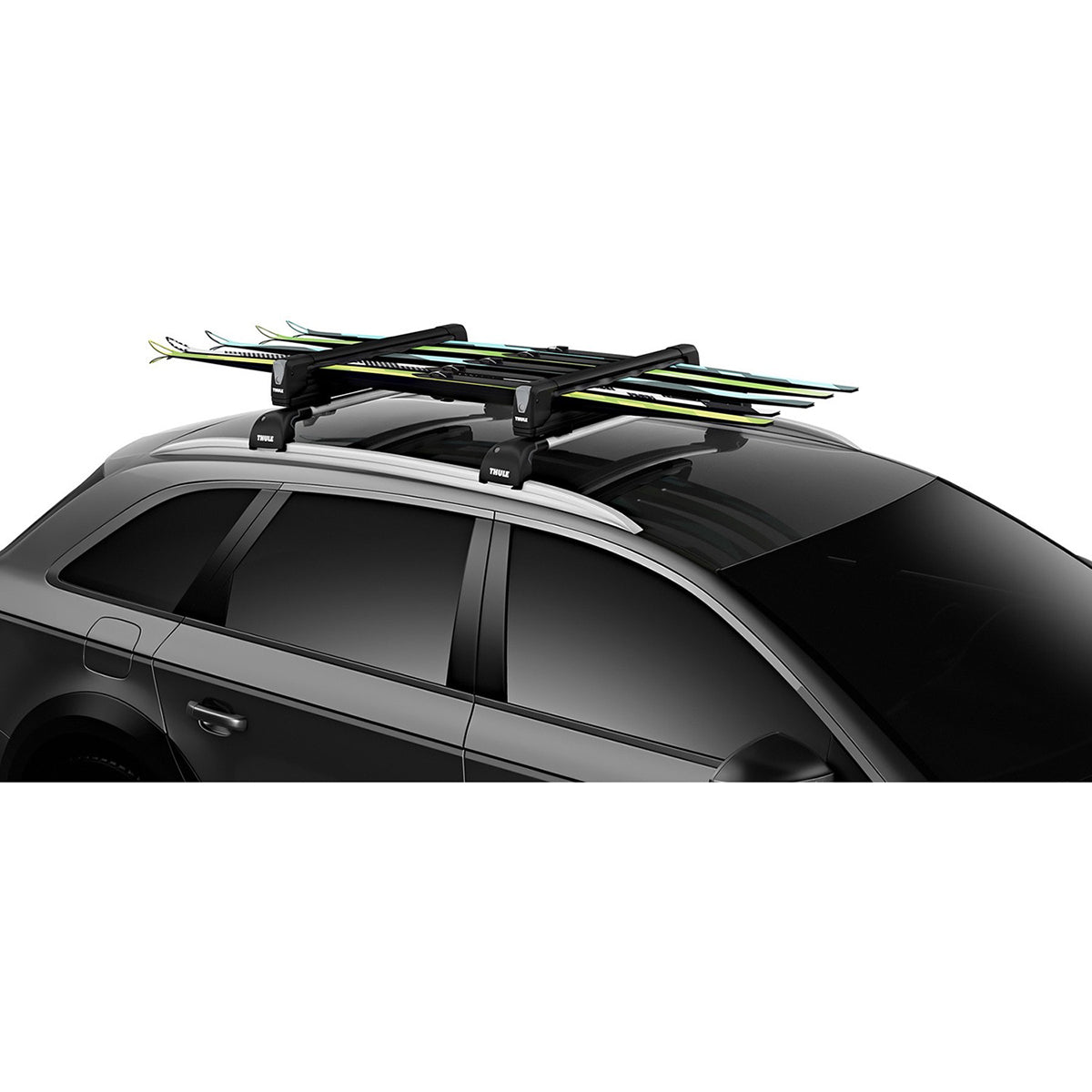 Suport 5 perechi schiuri Thule SnowPack Extender 7325 Negru cu prindere pe bare transversale aluminiu cu profil T