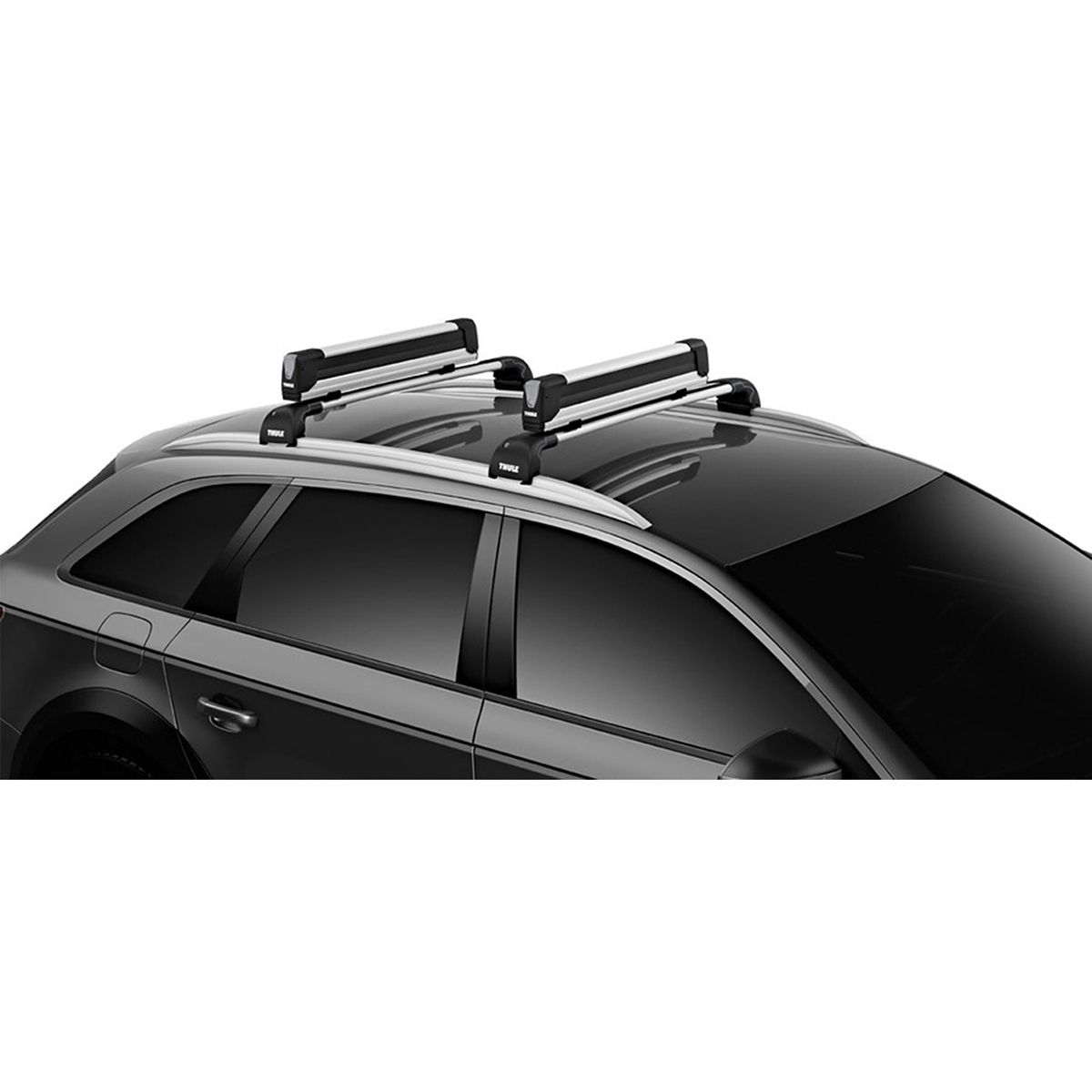 Suport 5 perechi schiuri Thule SnowPack Extender 7325 Argintiu cu prindere pe bare transversale aluminiu cu profil T