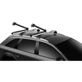 Suport 5 perechi schiuri Thule SnowPack Extender 7325 Argintiu cu prindere pe bare transversale aluminiu cu profil T
