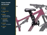 Specificații scaun frontal de bicicletă pentru copii 2-5 ani, max. 22 kg, montaj pe tubul superior