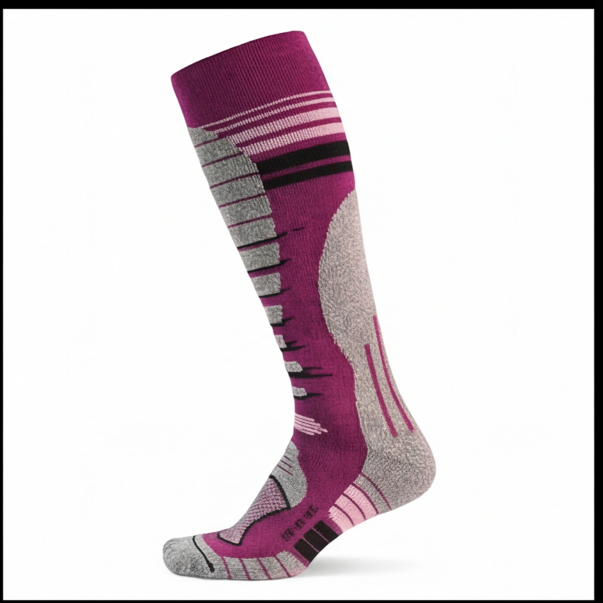 Sosete Schi/Snowboard Premium Lână Merinos. Compresie Gradată, Amortizare Șocuri, Anti-Miros. visiniu .Marime M (35 - 38)