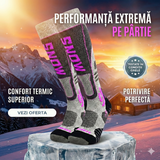 Sosete Ski hikerjoy Femei SNOW – Termice, Ranforsate, Gri/Roz Neon, Marime M