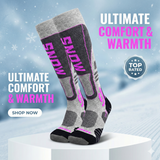Sosete Ski hikerjoy Femei SNOW – Termice, Ranforsate, Gri/Roz Neon, Marime M