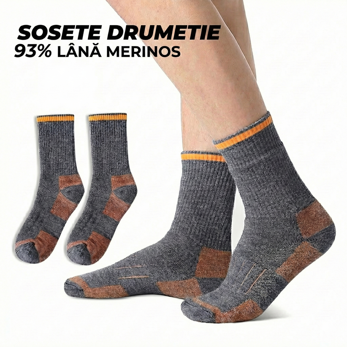 Sosete tehnice de Drumeție Lână Merinos 93% - Termice, Munte & Outdoor