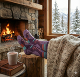 Sosete Schi/Snowboard Premium Lână Merinos. Compresie Gradată, Amortizare Șocuri, Anti-Miros. Mov.Marime M (35 - 38)