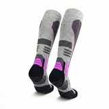 Sosete Ski hikerjoy Femei SNOW – Termice, Ranforsate, Gri/Roz Neon, Marime M