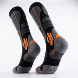 Sosete Ski/snowboard Tehnice 30% Lână  merino"SNOW" - Termice & Ergonomice, Unisex (Negru/Portocaliu)