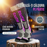 Sosete Ski hikerjoy Femei SNOW – Termice, Ranforsate, Gri/Roz Neon, Marime M