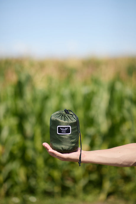 Hamac hikerjoy PRO green army pliat compact, încăpe în palmă