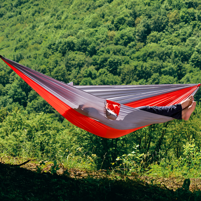 Hamac hikerjoy portocaliu, nylon parașută 210T, capacitate 225 kg pentru camping și natură