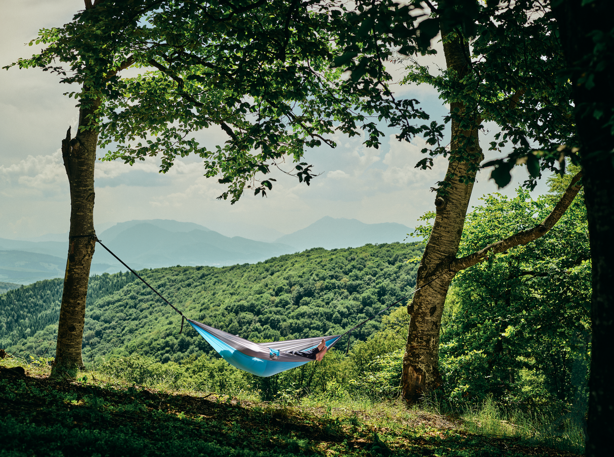 Hamac hikerjoy recycled, albastru cu gri