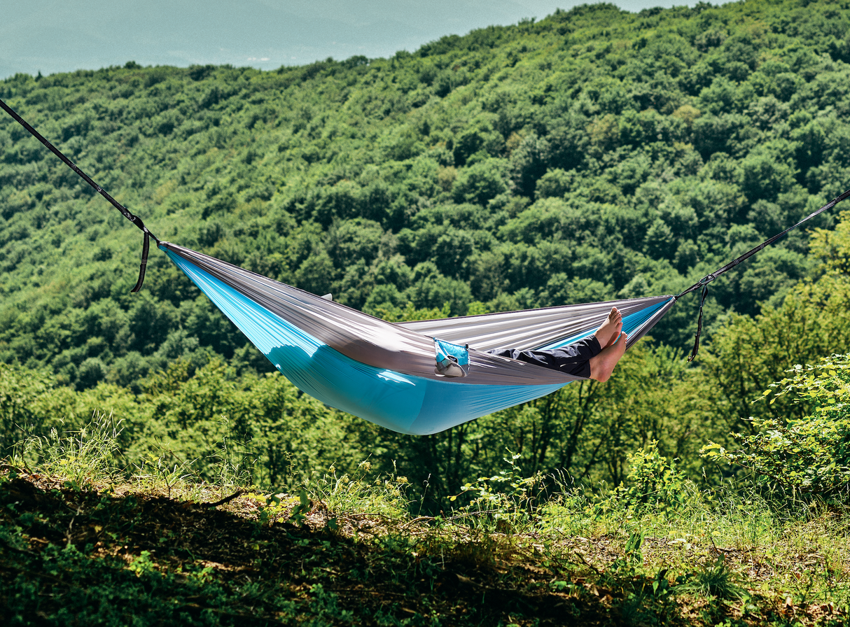 Hamac hikerjoy recycled, albastru cu gri