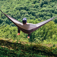 Hamac hikerjoy negru cu gri, nylon parașută 210T, capacitate 225 kg pentru camping