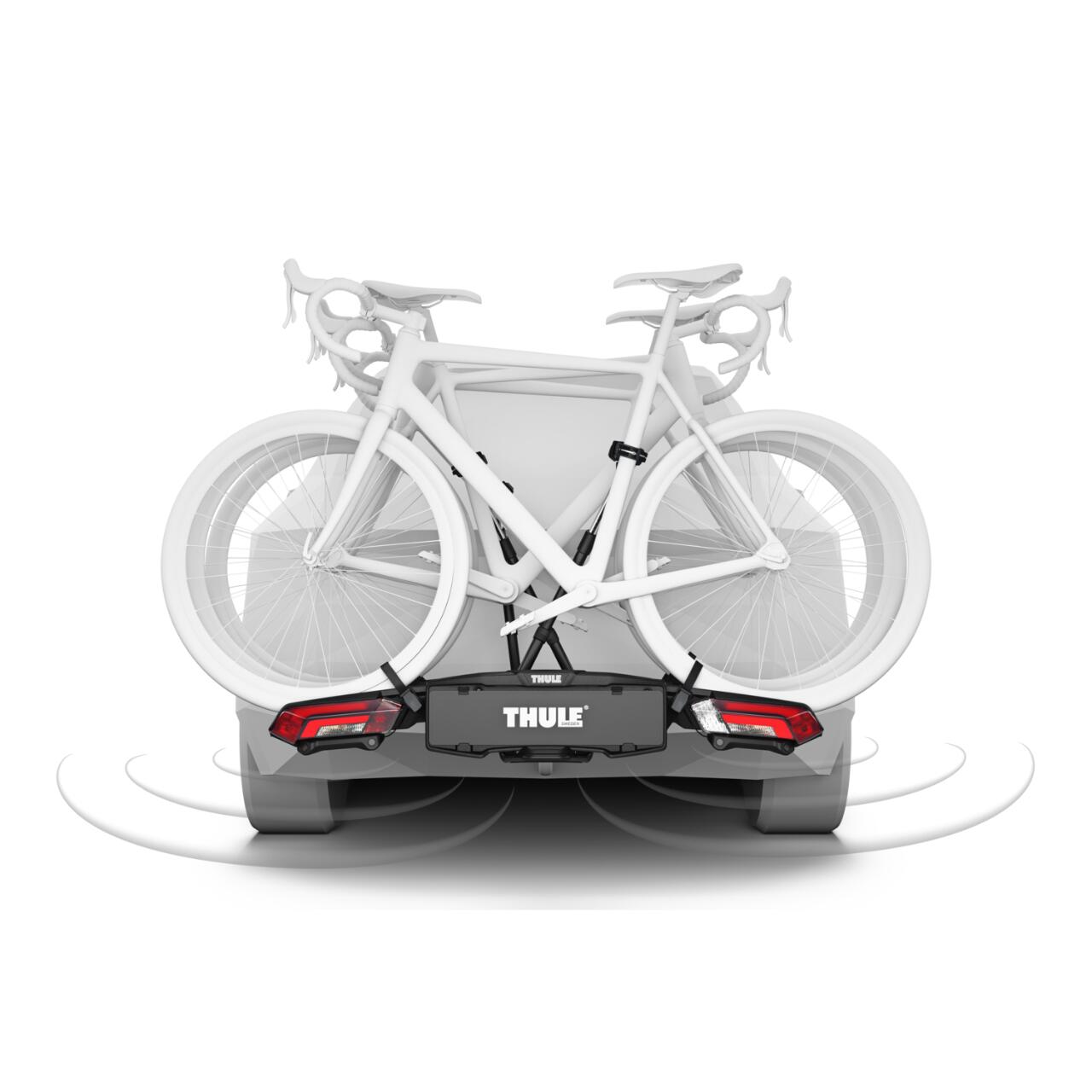 Suport pentru 3 biciclete cu senzori de parcare, Thule Epos ParkSecure 9803100 cu prindere pe carligul de remorcare (13 pini)