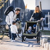 Remorca de bicicleta pentru transport 2 copii Thule Courier Vintage green