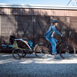 Remorca de bicicleta pentru transport 2 copii Thule Courier Vintage green