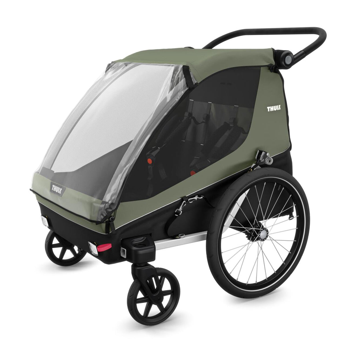 Remorca de bicicleta pentru transport 2 copii Thule Courier Vintage green