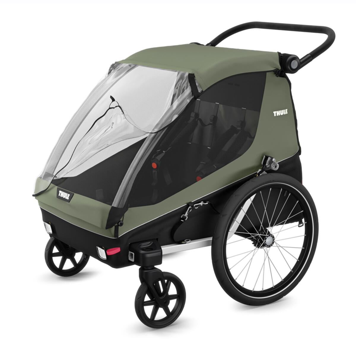 Remorca de bicicleta pentru transport 2 copii Thule Courier Vintage green