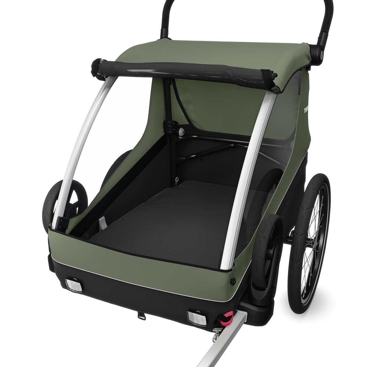 Remorca de bicicleta pentru transport 2 copii Thule Courier Vintage green