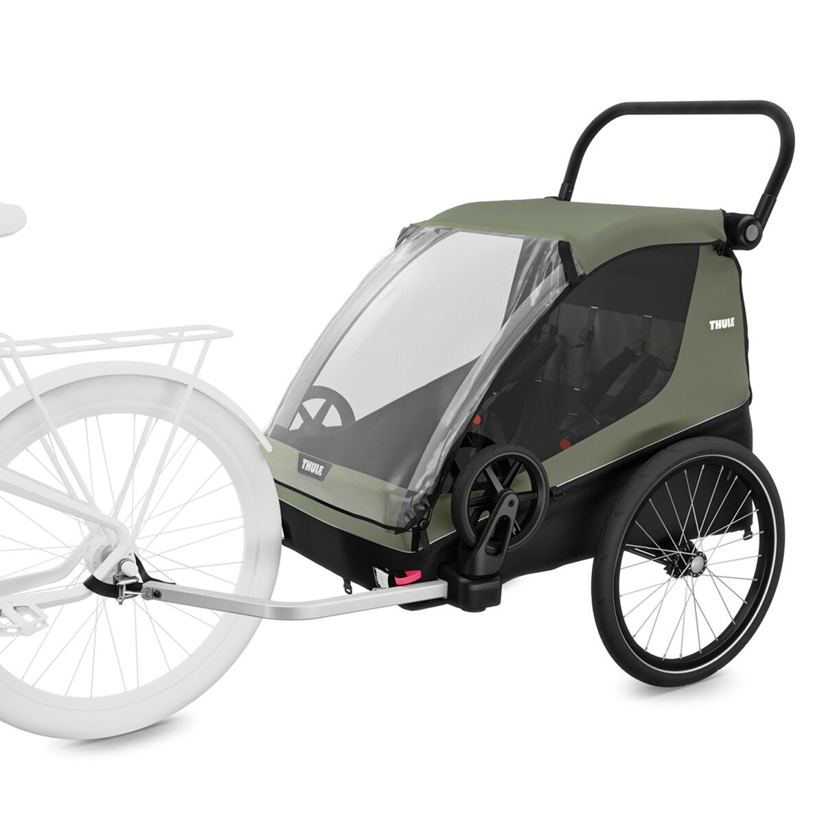 Remorca de bicicleta pentru transport 2 copii Thule Courier Vintage green