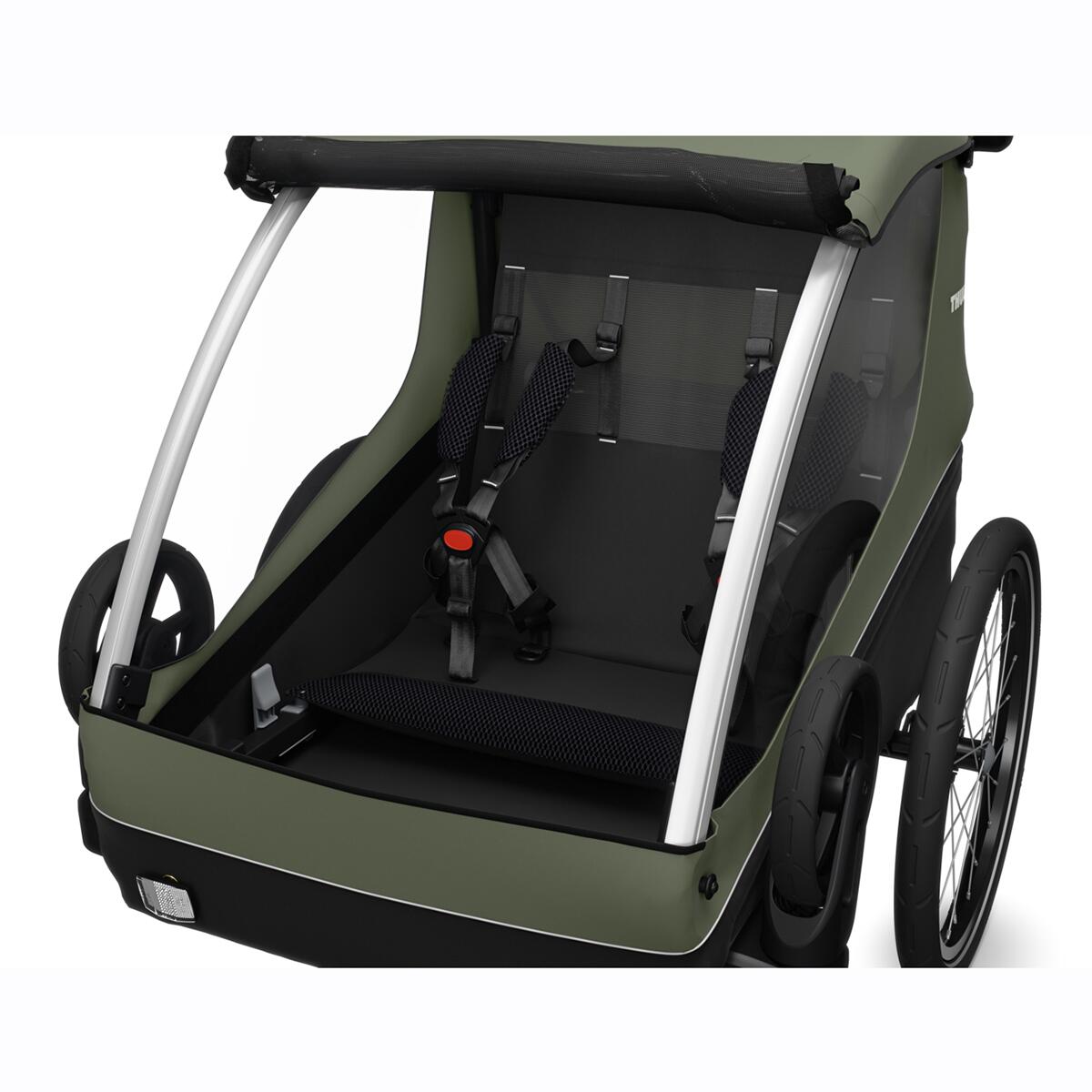 Remorca de bicicleta pentru transport 2 copii Thule Courier Vintage green