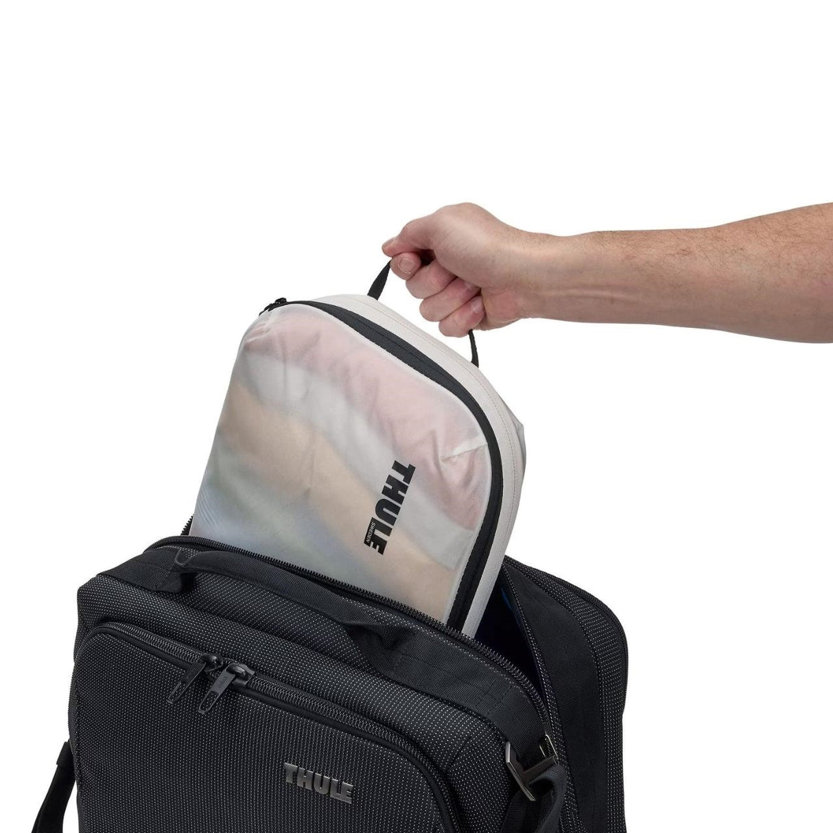 Saculet de depozitare Thule Compression Packing Cube mediu, alb