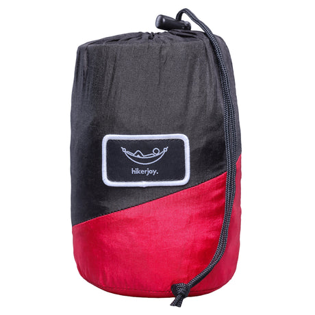 Hamac hikerjoy roșu cu negru portabil pentru drumeții și camping