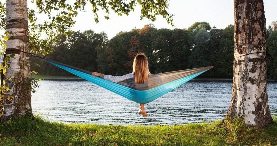 Hamac hikerjoy recycled, albastru cu gri