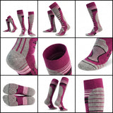 Sosete Schi/Snowboard Premium Lână Merinos. Compresie Gradată, Amortizare Șocuri, Anti-Miros. visiniu .Marime M (35 - 38)